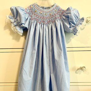 Infant Girls Blue Smocked Dress Size 9M New Never Worn Remember Nguyen